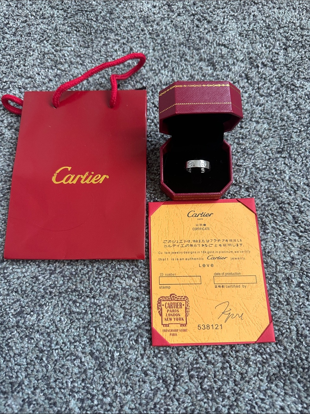 Cartier Silver Love Ring with Red Presentation Box- NR - Picture 4 of 4